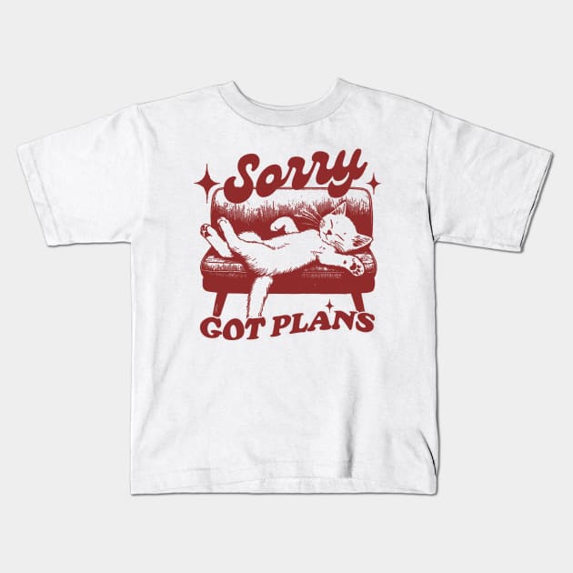 Sorry Got Plans Retro Graphic T-Shirt, Vintage Unisex Adult T Shirt, Vintage Kitten T Shirt, Nostalgia Cat Kids T-Shirt by Y2KSZN
